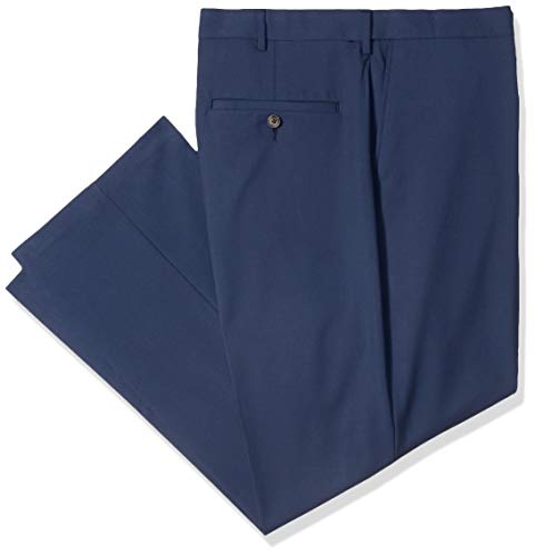 Haggar Men's Big and Tall B&T Solid Gab 4-Way Stretch Straight Fit Flat Front Pant, blue, 50Wx29L