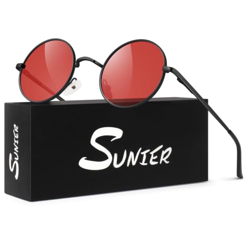 Image of Sunier Round Sunglasses Men Womens Shades Polarized Retro Circle UV400 Sun Glasses