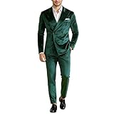 vhersily tuta formale da uomo in velluto, per smoking, doppio petto elegante, due pezzi, slim fit giacce paillette completo giacca capodanno, per matrimonio, ballo, sposo sera cerimonia clubwear