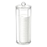 Cotton Rounds Pad Holder Dispenser - 16oz Acrylic Container with Clear Lid