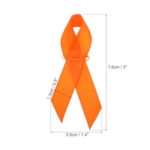 PATIKIL Awareness Satin Ribbon, 200 Pcs Ribbon Satin with Safety Pins for International Day Orange - Image 2