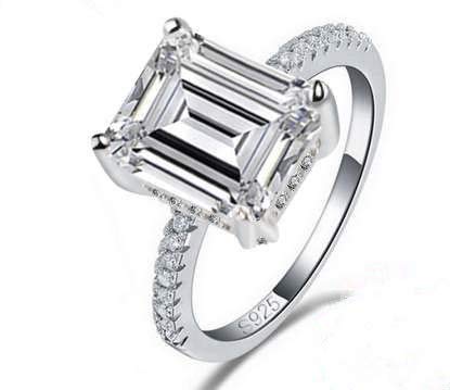 SUKKCCNO Jewelry 3 Carat CZ Engagement Rings Simulated Diamond Engagement Ring for Women Silver Wedding Jewelry (US code 9)