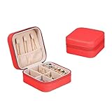KELINFONG Travel Jewelry Case, Lightweight Zipper Leather Portable Mini Jewelry Box for Women,Mom,Teen,Wife,Fashion Small Jewelry Travel Organizer for Rings,Watch,Necklaces,Earrings,Bracelets