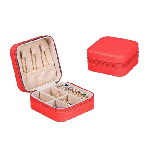 KELINFONG Travel Jewelry Case, Lightweight Zipper Leather Portable Mini Jewelry Box for Women,Mom,Teen,Wife,Fashion Small Jewelry Travel Organizer for Rings,Watch,Necklaces,Earrings,Bracelets
