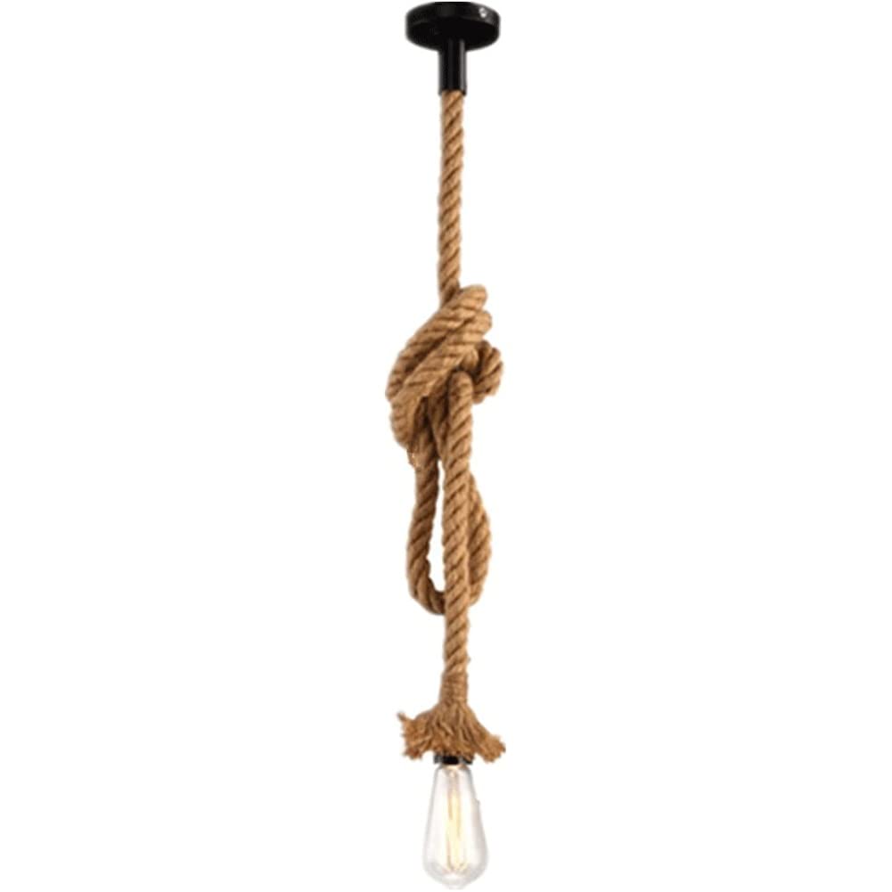 Luminaire suspendu de style rétro avec corde de chanvre pour ferme