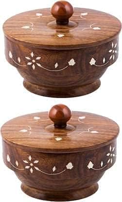 Wooden Sugar Pot, Dry Fruit Box Container Salt Pot, Spice Pot, Pickle Jar, Jam Jar Masala Box & Multi use Pot, Set 2