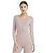 Mcilia Women's Ultrathin Modal Thermal Baselayer Top Scoop Neck Long Sleeve Undershirt Skin Pink Small (US Size 2 4 6)