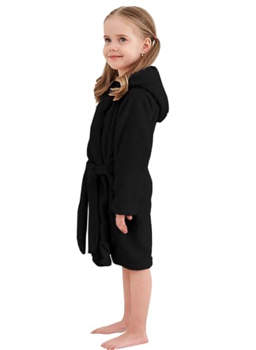 Image of Umeyda Girls Fleece Hooded Robes, Warm Printed Bath Robe for Kids Soft Fuzzy Bathrobe for Gifts