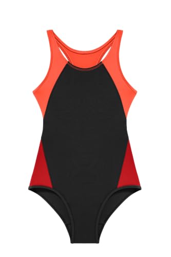 Image of Beautikini Period Swimwear One Piece Sporty Racerback Color Block Swimsuit