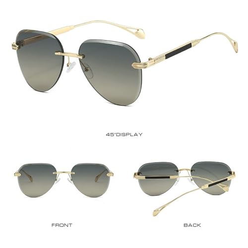 willochra Retro Rimless Pilot Sunglasses Oversized for Women Men 2025 Vintage 70s Trendy Oval Gradient Sun Glasses UV4002