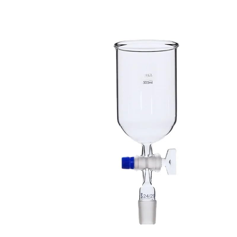 Clear Glass Cylindrical Feed Funnel with Piston - 50ml to 1000ml, Frosted Standard Joint 19#24# for Lab Teaching Tools(300ml Joint No.24)