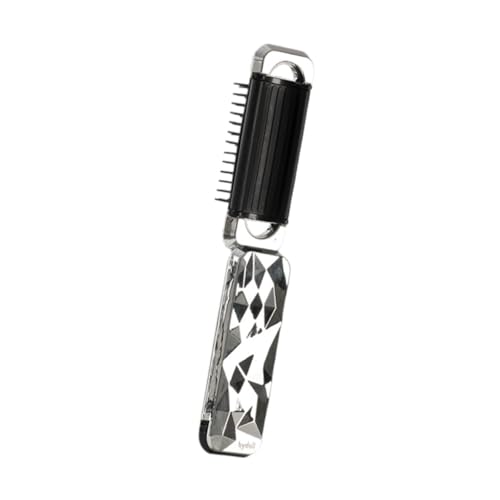 Dulcicasa 折りたたみ式ヘアブラシ ミラー付き アルミニウム製 ポータブル マッサージコーム 旅行 ジム用 との互換性あり (アージェント)