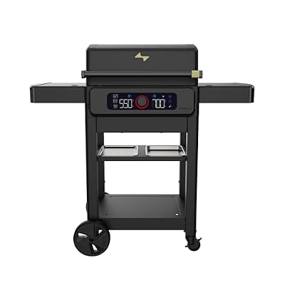 Current Model G+ Dual Zone Electric Grill, Smart Electric Outdoor Grill with 200°F to 700°F Range for Searing & Roasting, Independent Heat Zones, Apartment-Friendly & Weather-Resistant, Eclipse