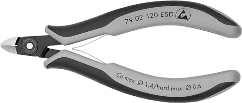 KNIPEX Präzisions-Elektronik-Seitenschneider ESDmit Mehrkomponenten-Hüllen 120 mm, 79 02 120 ESD