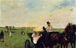 Peinture à l'huile de Edgar Degas tableau de collection A Carriage at The Races 1872 sur toile