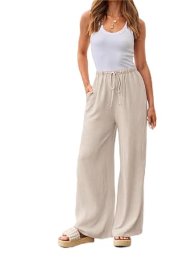 Women's Lightweight Gauze Pants Wide Leg Casual Summer Pants for Ladies