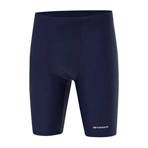 DEVOROPA Boys' Swim Jammers Youth Competitive Swim Team Suit Quick Dry Athletic Swimming Shorts UPF 50+ Navy S Cover