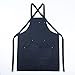ALCKO Delantal De Trabajo Mandil De Algodón Unisex con Diseño De Espalda Correas Cruzadas De Moda For Cafetería Tienda De Postres Restaurante (Color : Black, Size : XL)