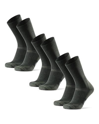 DANISH ENDURANCE Merino Wandersocken, Sommer Trekkingsocken, Unisex, Herren, Damen & Kinder, 3 Paar, Grün, 43-47