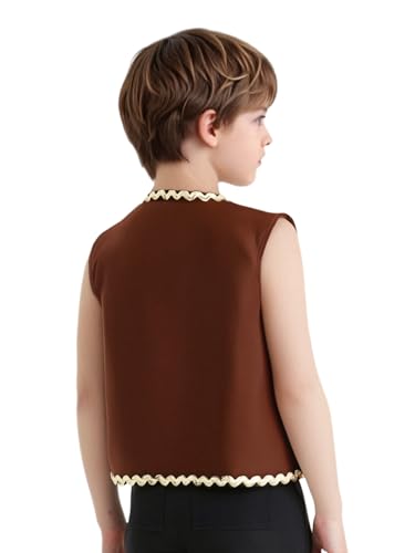 Moily Kids Boys Pirate Vest Skeleton Print Gold Hem Sleeveless Open Front Waistcoat Top Mini Jacket2