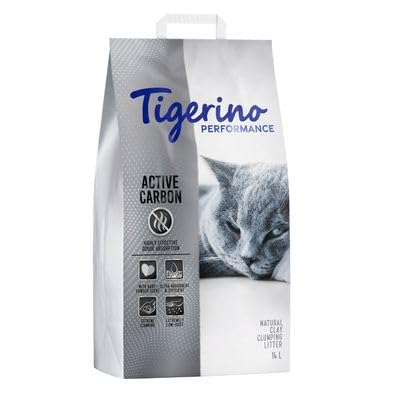 Tigerino Performance Active Carbon Lettiera per gatti | Profumo in polvere per bambini (2 x 14 L)