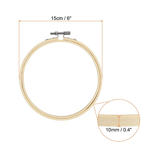 Image of PATIKIL 12 Pieces 6 Inch Embroidery Hoops Round Adjustable Bamboo Circle Cross Stitch Hoop Ring Bulk for Embroidery Art Craft Handy Sewing Decoration