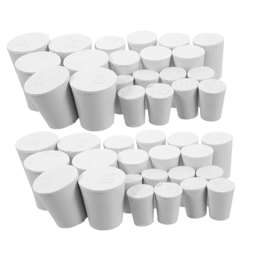KICHOUSE 50pcs Rubber Stopper Labs Replacement Parts Stopper Plugs Rubber Plugs Rubber Hole Plugs Rubber Sealing Plugs Stoppers Rubber Lab Rubber Plug White
