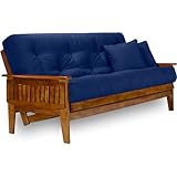Nirvana Futons Eastridge Futon Set - Queen Size, Frame, 8' Mattress, Twill Royal Blue Cover