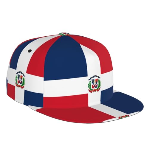 JDFHGNU Cappellino da baseball alla moda a tesa piatta, stile hip-hop neutro, adatto per uscite quotidiane e sport all'aria aperta. Modello Repubblica Dominicana. Nero, nero, taglia unica
