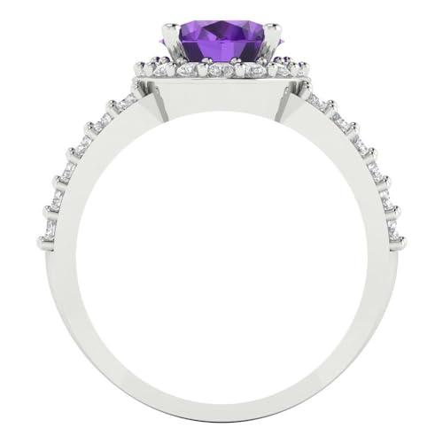 Clara Pucci 2.6 tcw Oval Cut Engagement Ring for Women, 14K Solid Gold, White Gold, Solitaire with Accents Natural Amethyst Bridal Anniversary Promise Ring4