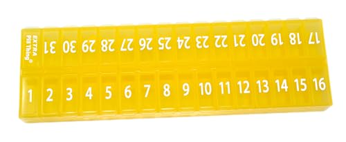 Image of Once-a Day Monthly Pill Organizer Removable Lid for Easy Loading - Large Compartment Pill Box Medications for Entire Month Plus a Compartment for Extra Pills BPA Free