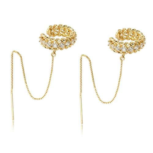 Huggie earrings for women 14k Dainty Gold Earrings Tassel Chain Drop Dangle Small Hoop Earrings Stud earrings for Women Teen Cubic Zirconia Sparkling Earrings Clip Womens earrings2