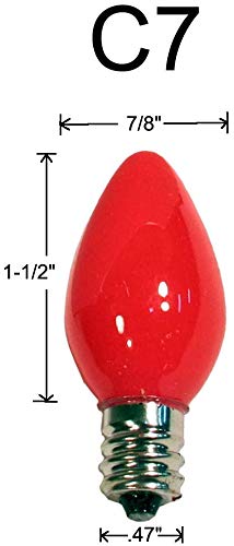 Creative Hobbies® Box Of 25 Light Bulbs, Ceramic Opaque Red, Steady Burning, 7 Watt, C7 Candelabra Base -Great For Night Lights, Decorative Lights And Christmas Strings #TOP2