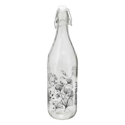 Paris Prix Secret de Gourmet - Bouteille Limonade en Verre White Floral 1L Transparent