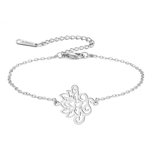 kkjoy Pulsera de Flor de Loto de Acero Inoxidable Joyería de Yoga de...