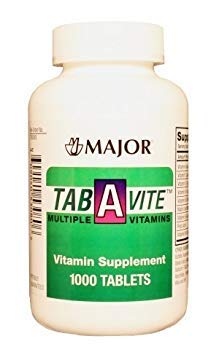 MAJOR TAB-A-VITE MULTIPLE VITAMINS TABS ASCORBIC ACID-60 MG Red 1000 TABLETS UPC 309040530806
