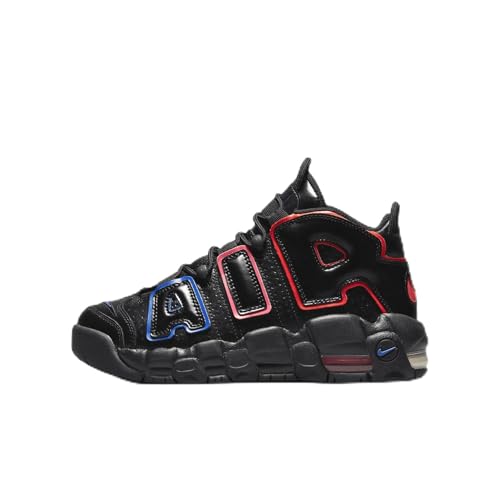 Nike Air More Uptempo Big Kids' Shoes (FD1012-001, Black/Racer Blue/Hyper Pink/Bright Crimson) Size 6.5