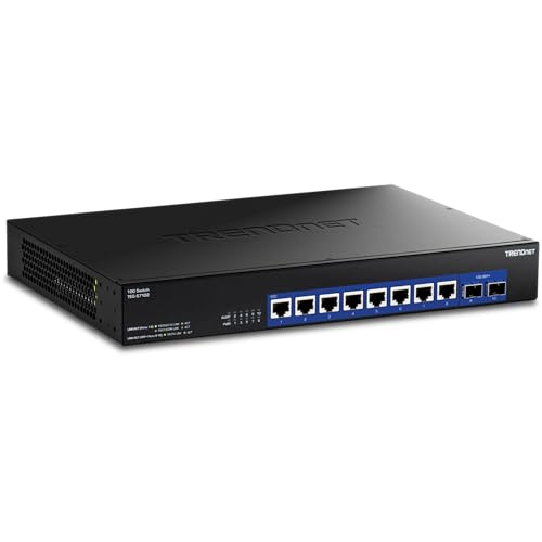 TRENDnet 10-Port 10G Unmanaged Switch TEG-S7102 8 x 10G RJ-45 Ports 2 x 10G SFP+ Ports 200Gbps Switching Capacity Rackmount Design Lifetime Protection Black