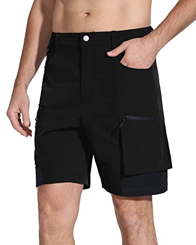 Capol Men's Hiking Cargo Shorts Quick Dry Work Tactical Shorts With Multi Pockets For Travel Fishing Camping Casual Black L #TOP18