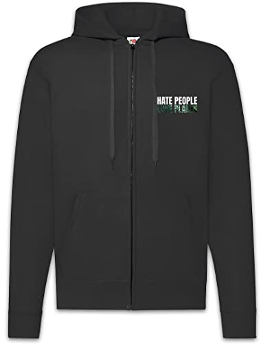 Sweat à capuche pour homme Urban Backwoods Hate People Love Plants avec fermeture éclair