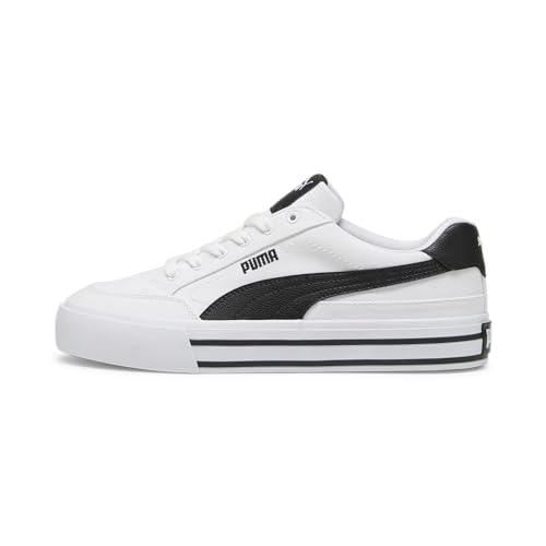 PUMA Mens Court Classic Vulc Sneaker, Mens White Mens Black, 14
