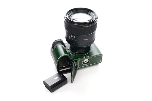 Demi-étui cuir véritable Sony A9 III housse protection boîtier M3 vert