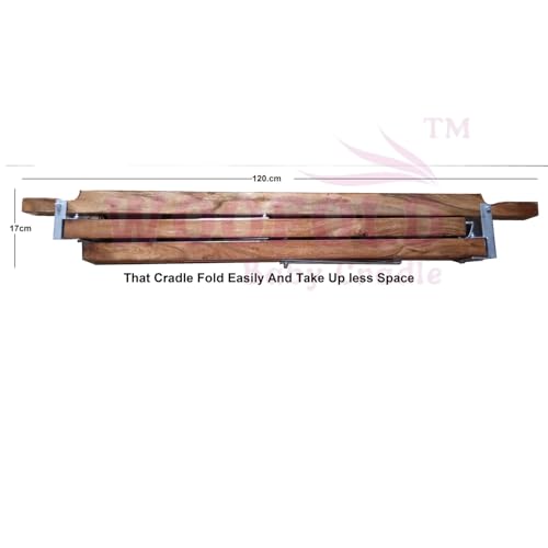 Image of Wooden Baby Cradle with Hanging Jhula | Newborn to Infant Swing Bed with Cloth Hammock | Comfortable & Portable Crib for Baby Sleeping - Brown 01