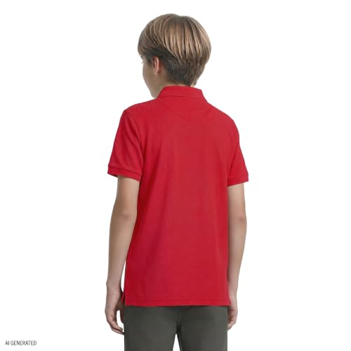 Image of IZOD Boys' School Uniform Short Sleeve Polo Shirt, Button Closure, Comfortable & Soft Pique Fabric