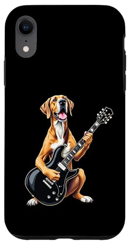 愉快なグレートデーン犬がギターを弾くデザイン Great Dane Lovers スマホケース iPhone XR 用