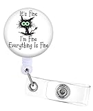 Badge Reels Holder Retractable with ID Clip for Nurse Name Tag Card Fun It's Fine I'm Fine Everything is Fine Nursing Doctor Teacher Student Medical Work Office Alligator Clip ZJK471