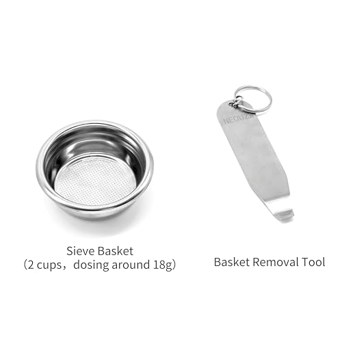 Image of NEOUZA 58mm Three Ears Portafilter for Espresso Coffee Machine Compatible with SMEG EGF03 Breville Sage Barista Max,Double Spouts,Non-pressurized Basket,Basket Removal Tool