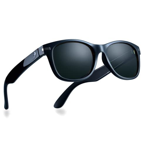 B.N.U.S Scratch-Resistant Polarized Sunglasses with Corning Glass Lenses for Superior Clarity and UV Protection (B8132 Black/G-15 Polarized, Glass Lens)