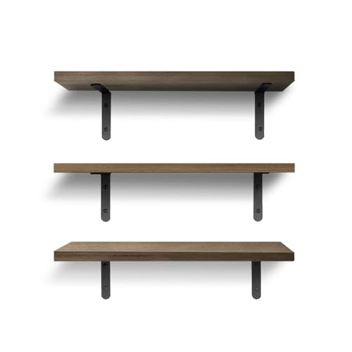 Giaford Wooden Floating Shelves Set of 3,Wall Shelves for Storage Display and Organization Farmhouse Shelf for Bedroom, Bathroom,Living Room and Kitchen