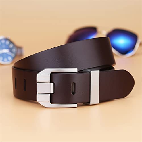 Belt Men's Leather top Layer Cowhide Men's Belt Men's Casual pin Buckle Jeans with(110cm)3